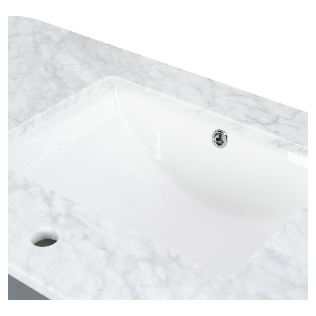 Solana 1200mm Carrara Marble Top Freestanding Vanity, White Oak