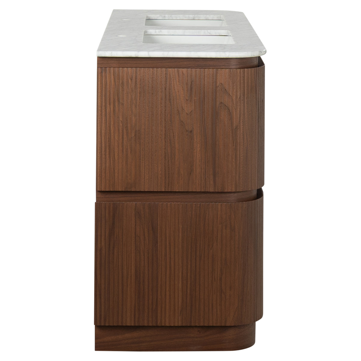 Solana 1500mm Carrara Marble Top Freestanding Vanity, Walnut