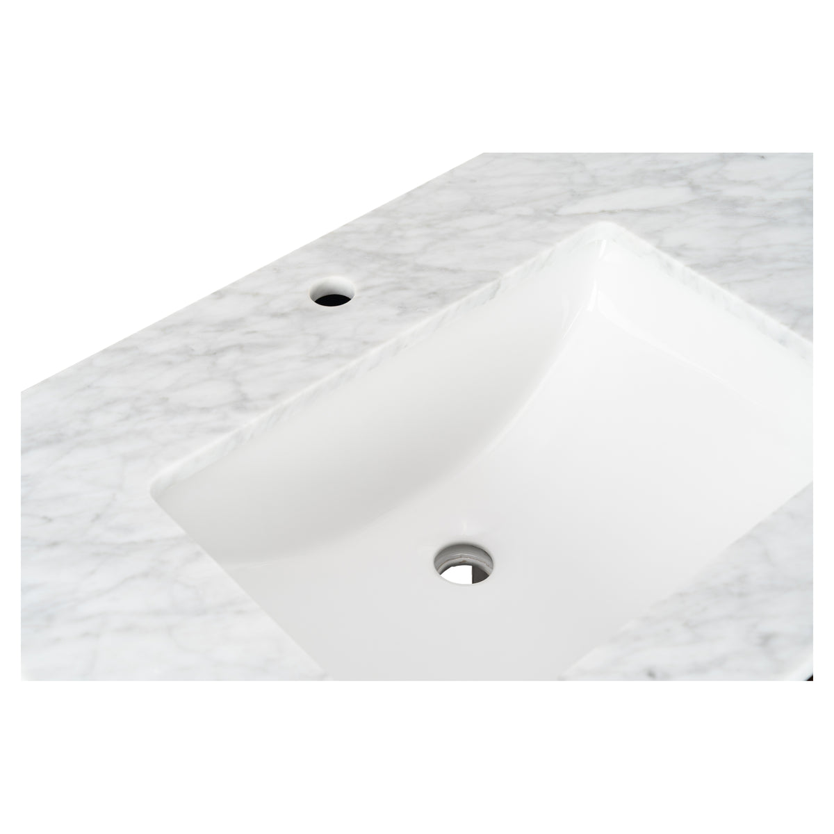 Solana 1500mm Carrara Marble Top Freestanding Vanity, Walnut