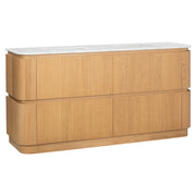 Solana 1500mm Carrara Marble Top Freestanding Vanity, White Oak