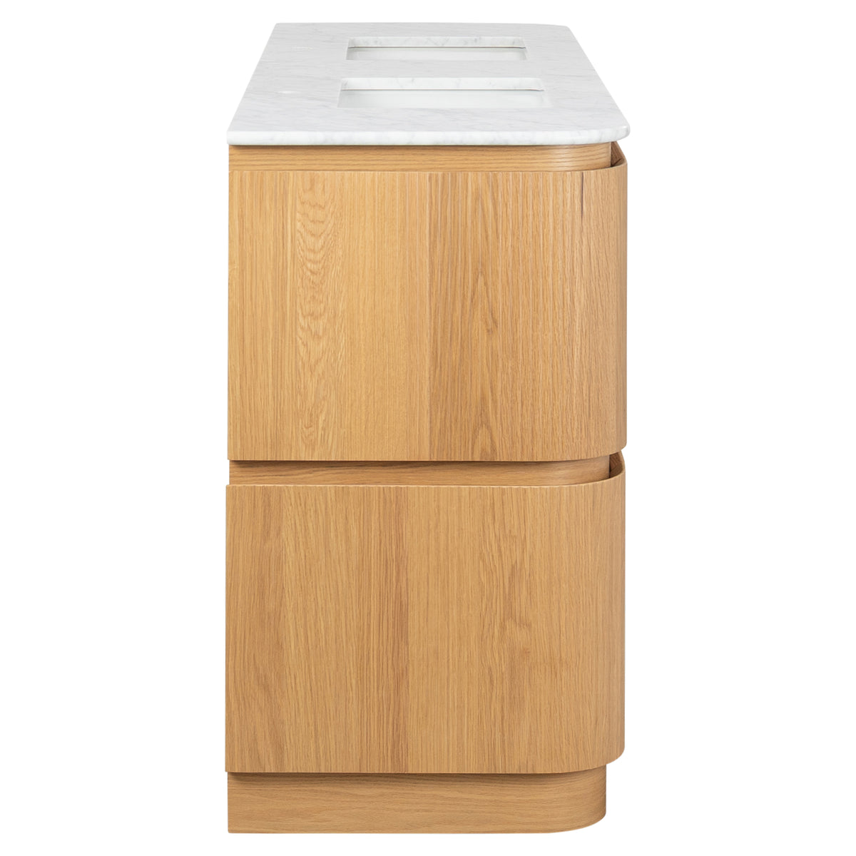Solana 1500mm Carrara Marble Top Freestanding Vanity, White Oak