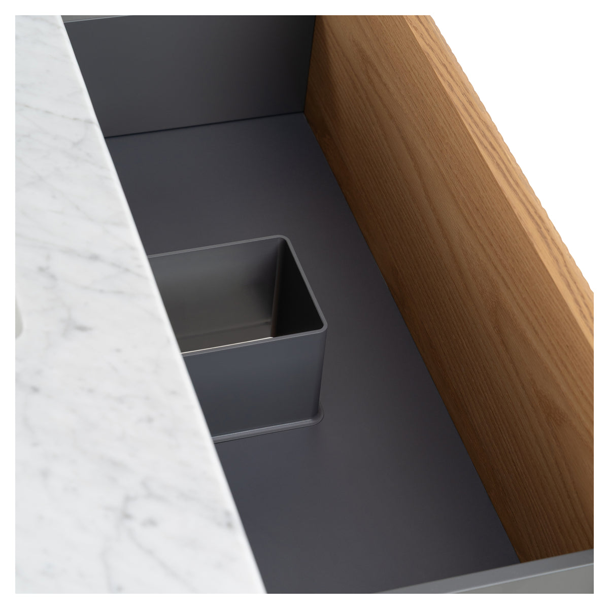 Solana 1500mm Carrara Marble Top Freestanding Vanity, White Oak
