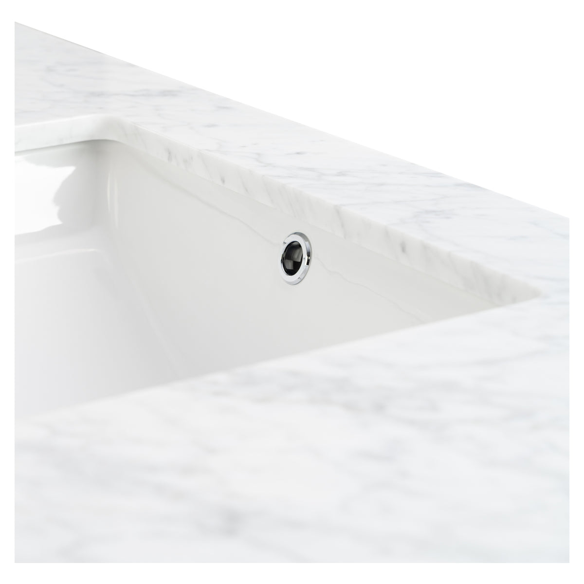 Solana 1500mm Carrara Marble Top Freestanding Vanity, White Oak
