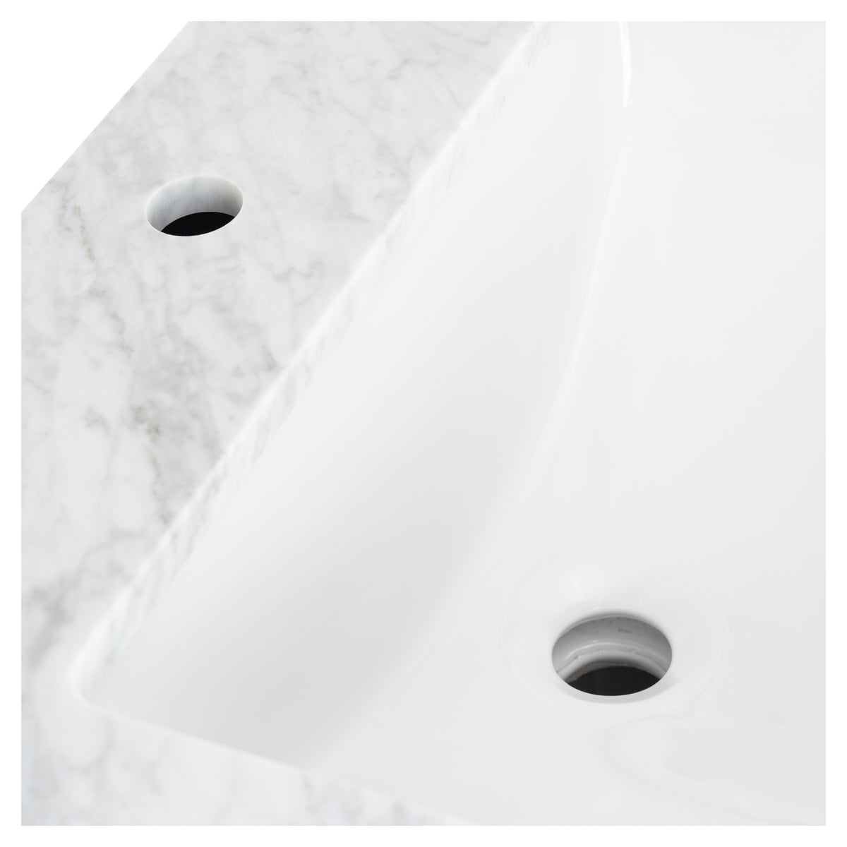 Solana 1500mm Carrara Marble Top Freestanding Vanity, White Oak