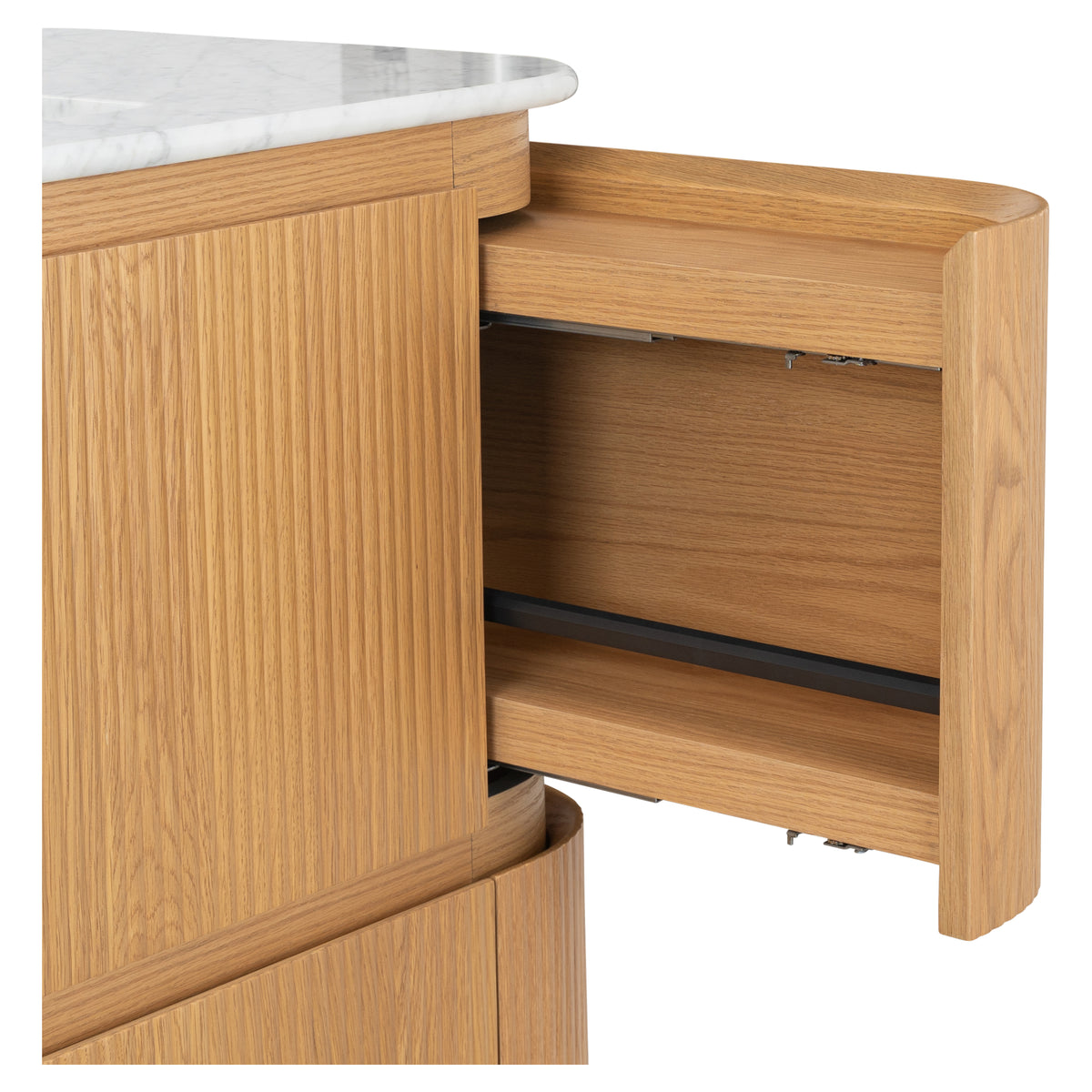 Solana 1500mm Carrara Marble Top Freestanding Vanity, White Oak