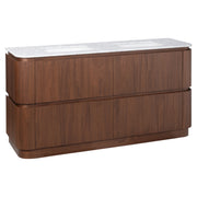 Solana 1800mm Carrara Marble Top Freestanding Vanity, Walnut