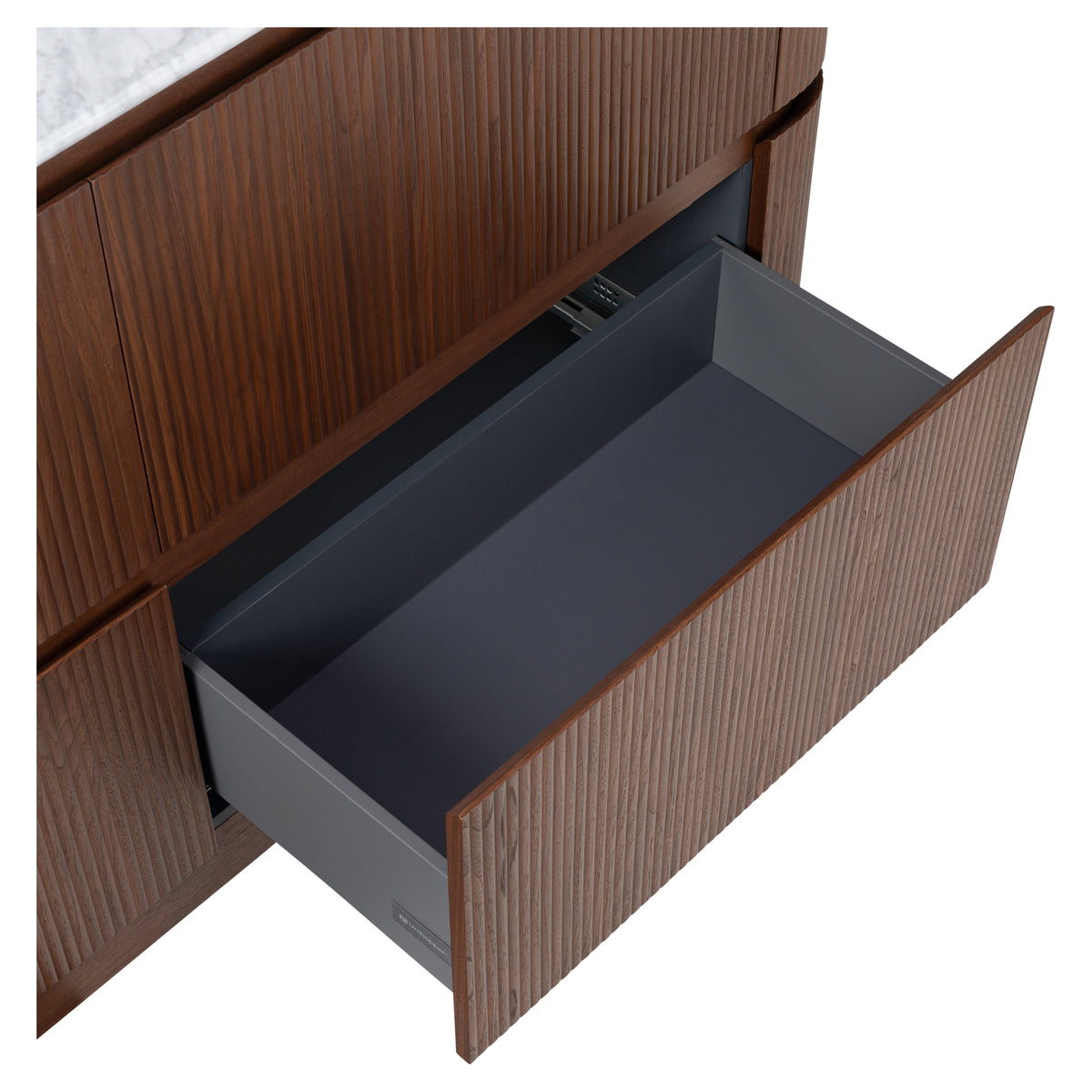 Solana 1800mm Carrara Marble Top Freestanding Vanity, Walnut