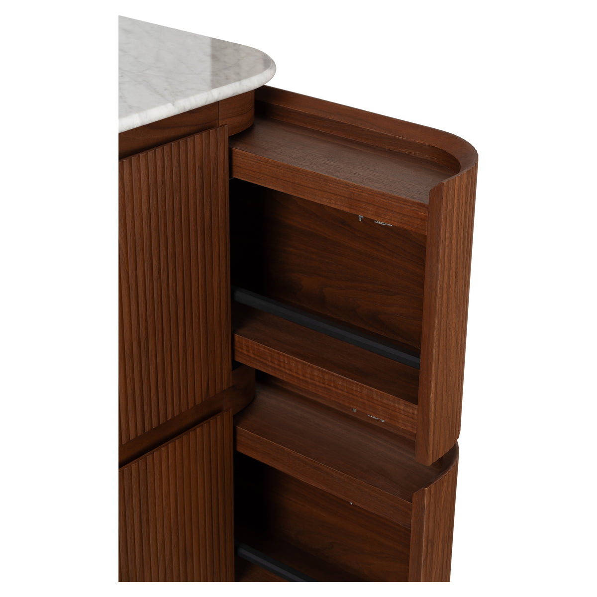 Solana 1800mm Carrara Marble Top Freestanding Vanity, Walnut