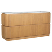 Solana 1800mm Carrara Marble Top Freestanding Vanity, White Oak