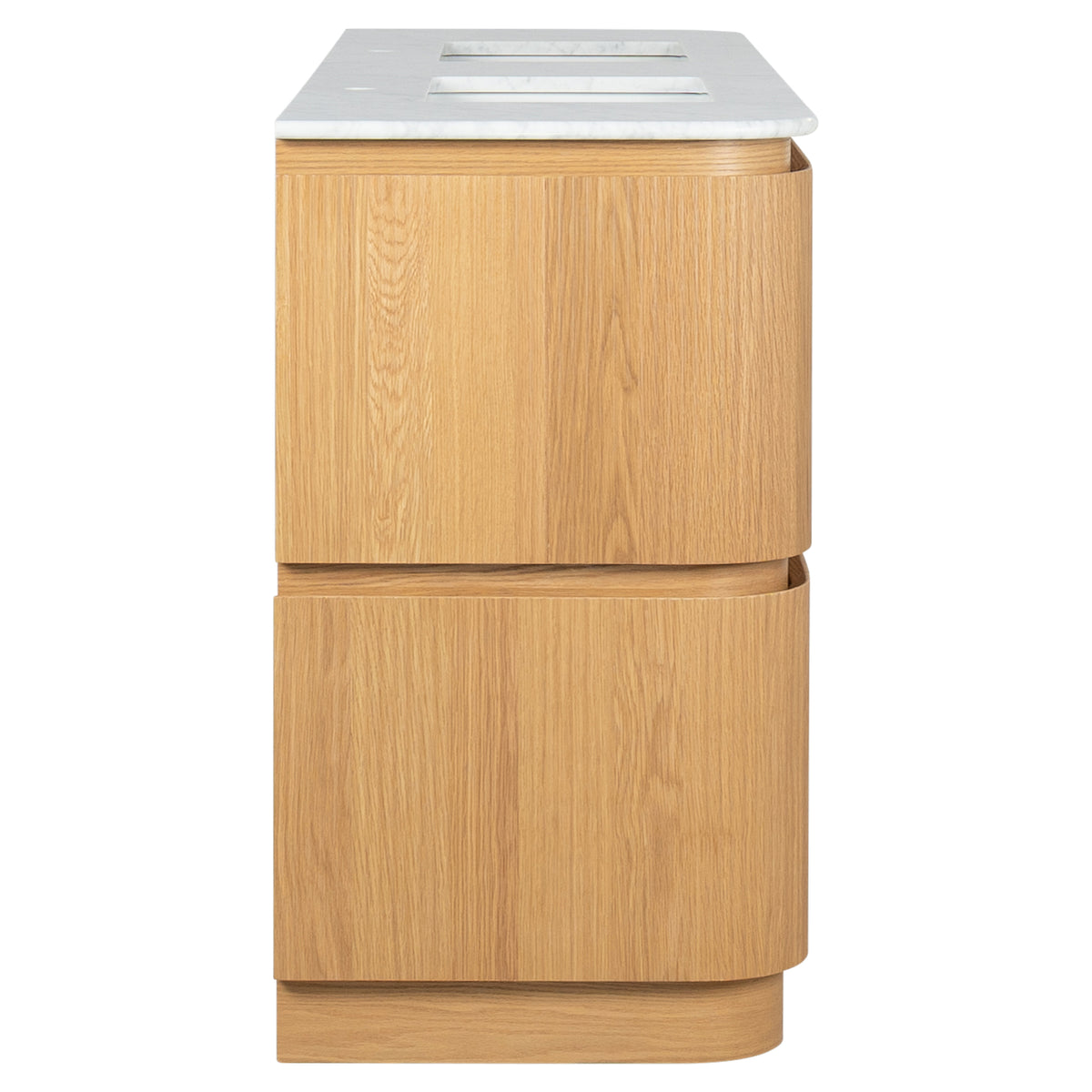 Solana 1800mm Carrara Marble Top Freestanding Vanity, White Oak