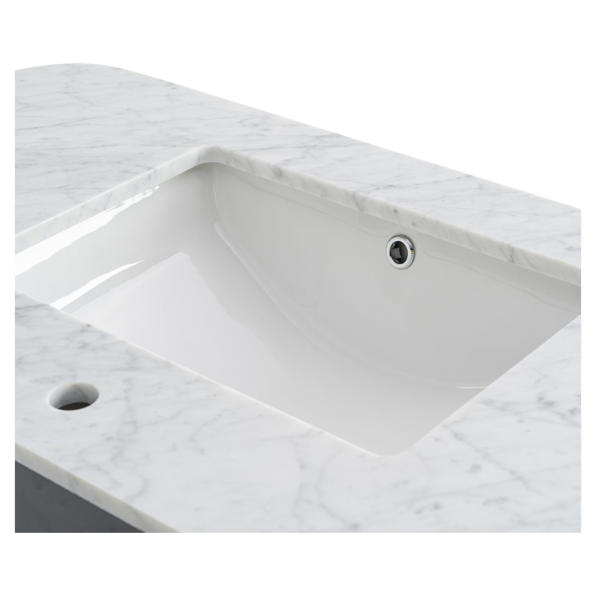 Solana 1800mm Carrara Marble Top Freestanding Vanity, White Oak