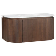 Cadence 1000mm Carrara Marble Top Wall Hung Vanity, Walnut