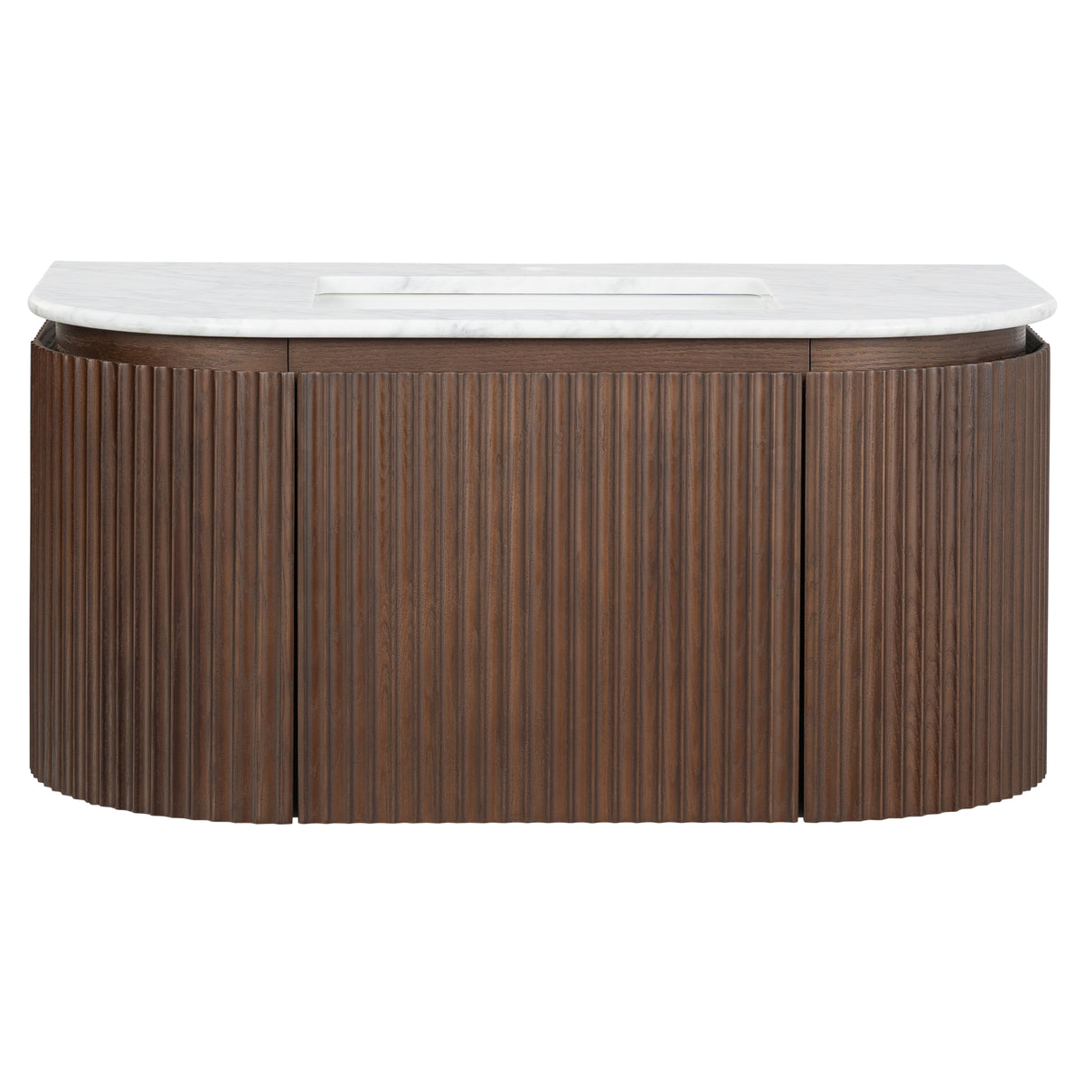 Cadence 1000mm Carrara Marble Top Wall Hung Vanity, Walnut