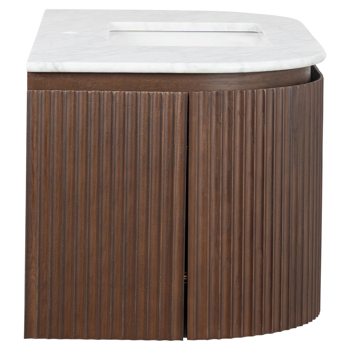 Cadence 1000mm Carrara Marble Top Wall Hung Vanity, Walnut