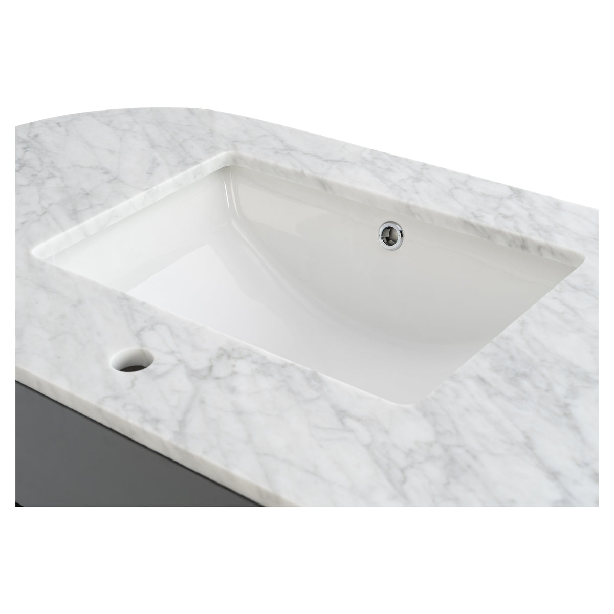 Cadence 1000mm Carrara Marble Top Wall Hung Vanity, Walnut