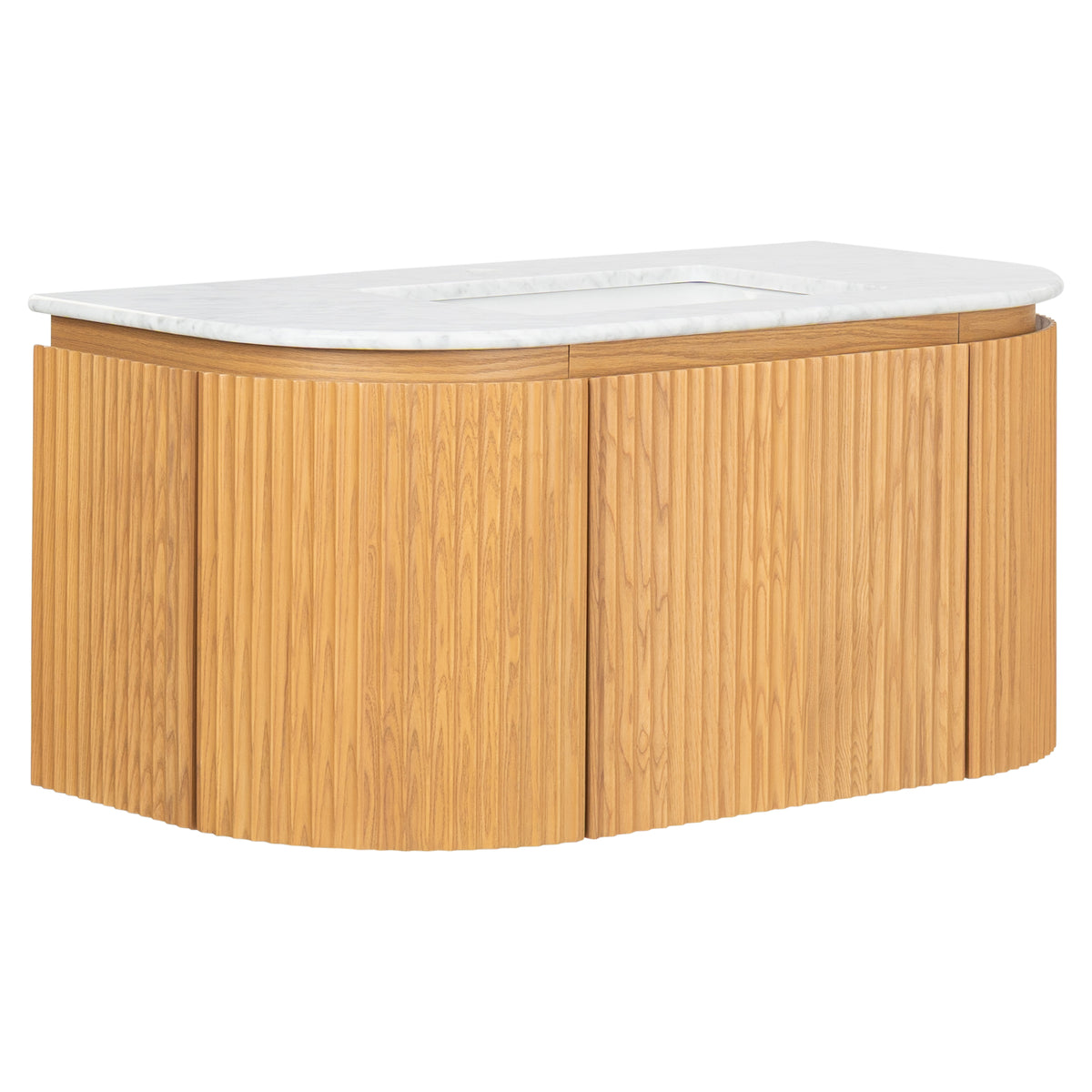 Cadence 1000mm Carrara Marble Top Wall Hung Vanity, White Oak