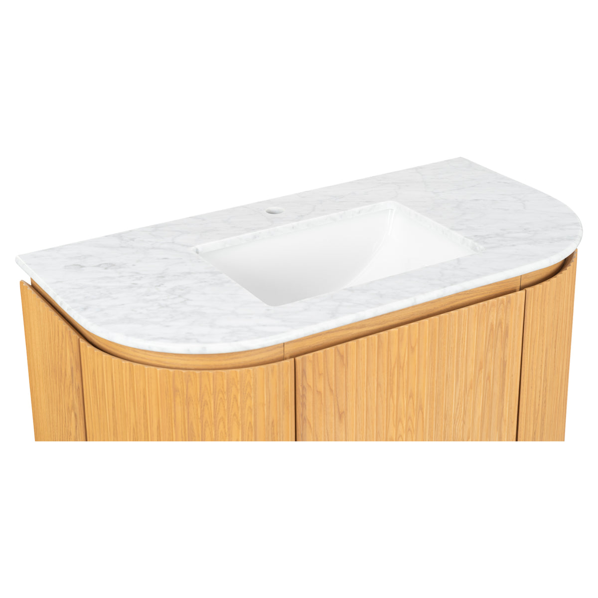 Cadence 1000mm Carrara Marble Top Wall Hung Vanity, White Oak