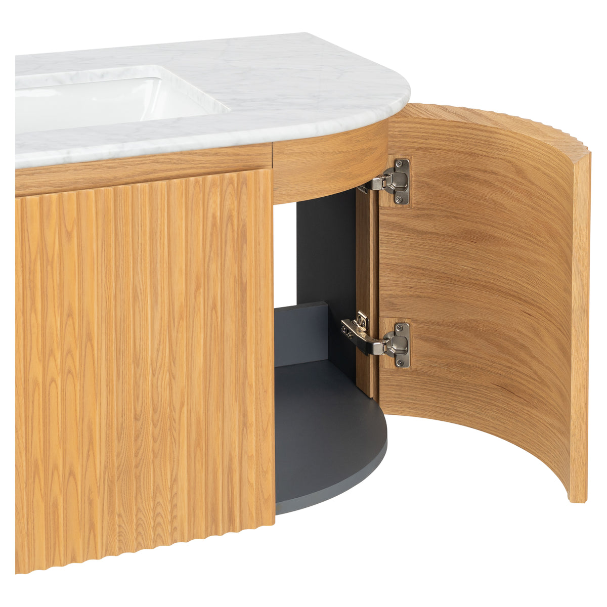 Cadence 1000mm Carrara Marble Top Wall Hung Vanity, White Oak
