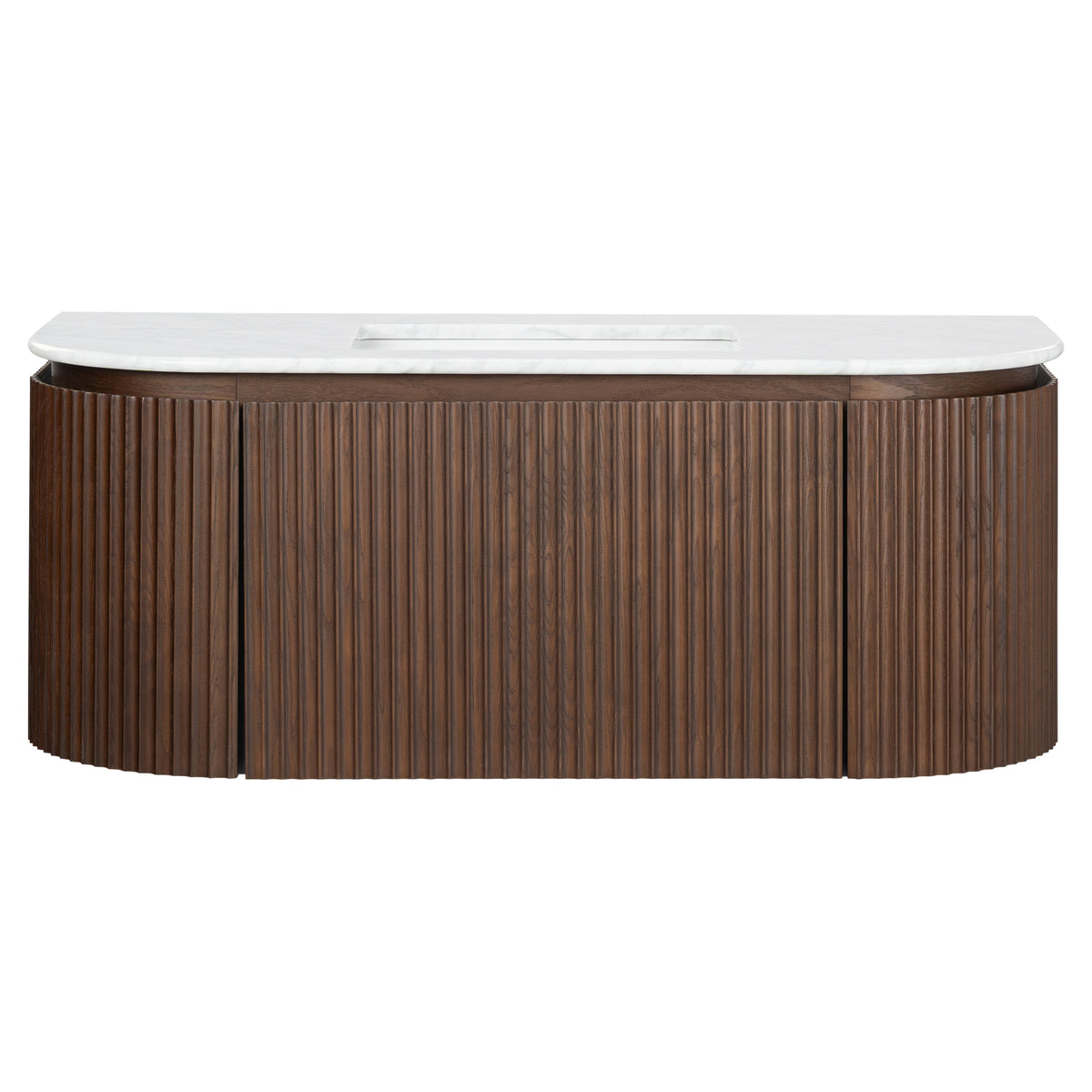 Cadence 1200mm Carrara Marble Top Wall Hung Vanity, Walnut