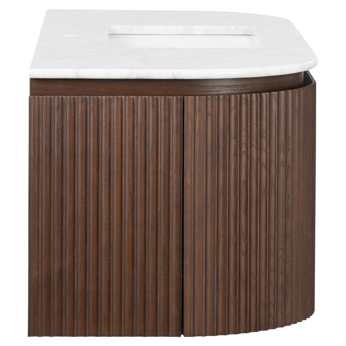 Cadence 1200mm Carrara Marble Top Wall Hung Vanity, Walnut