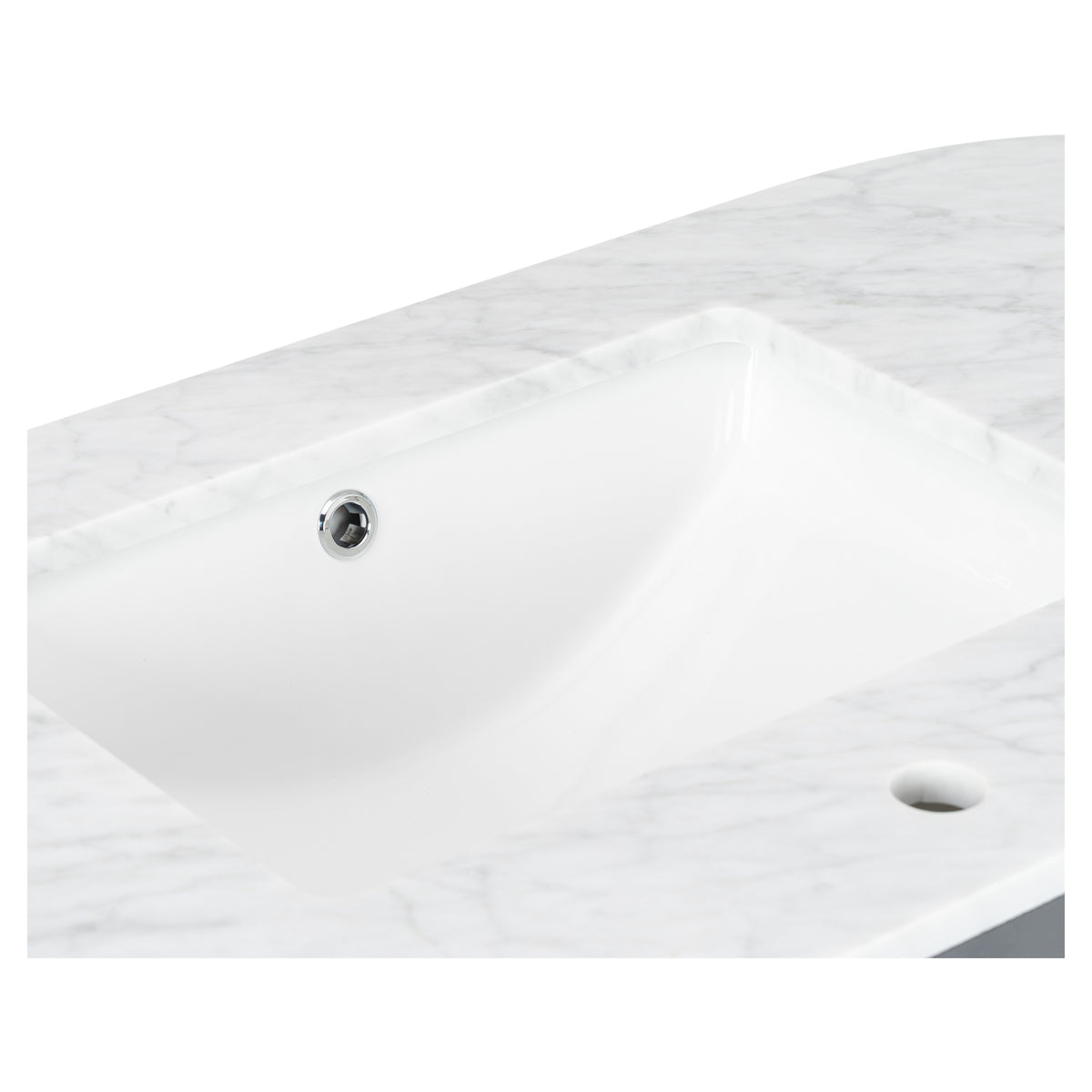 Cadence 1200mm Carrara Marble Top Wall Hung Vanity, Walnut
