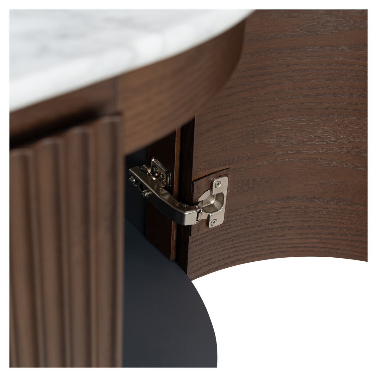 Cadence 1200mm Carrara Marble Top Wall Hung Vanity, Walnut