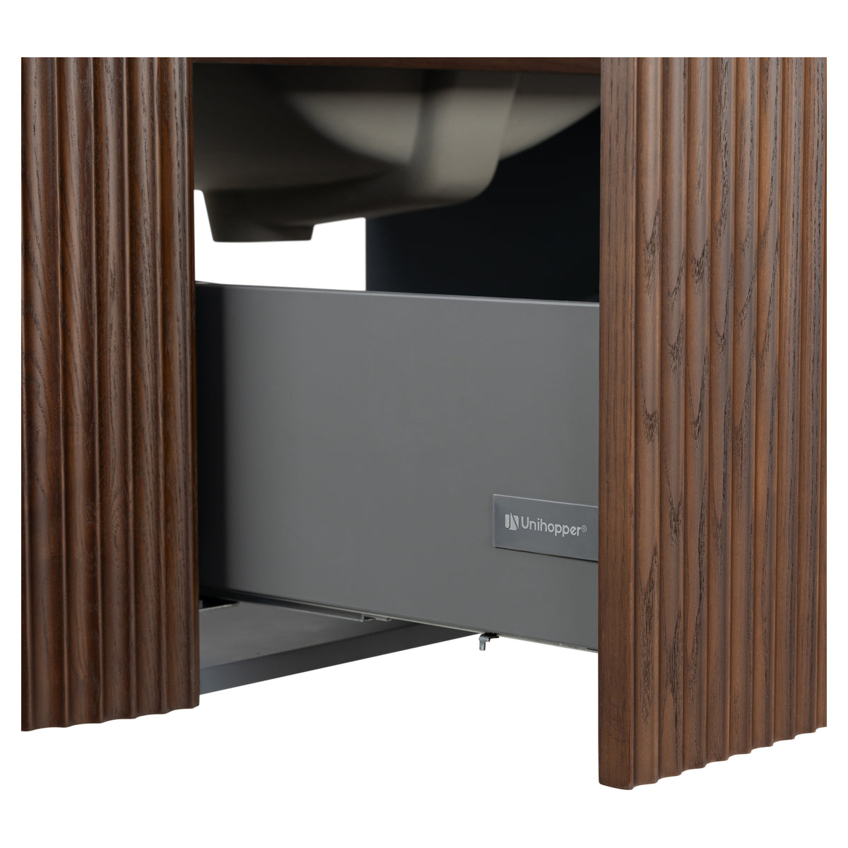 Cadence 1200mm Carrara Marble Top Wall Hung Vanity, Walnut