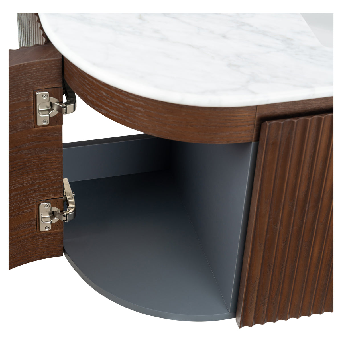 Cadence 1200mm Carrara Marble Top Wall Hung Vanity, Walnut