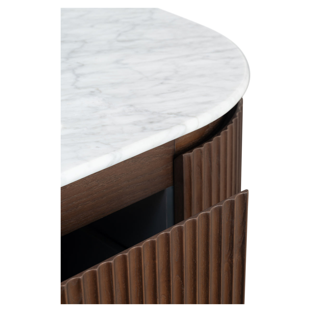 Cadence 1200mm Carrara Marble Top Wall Hung Vanity, Walnut