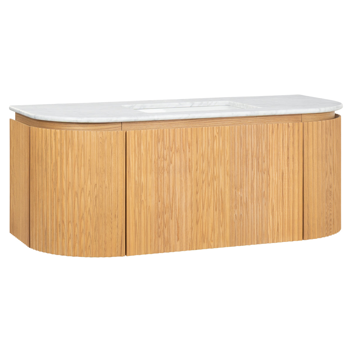 Cadence 1200mm Carrara Marble Top Wall Hung Vanity, White Oak
