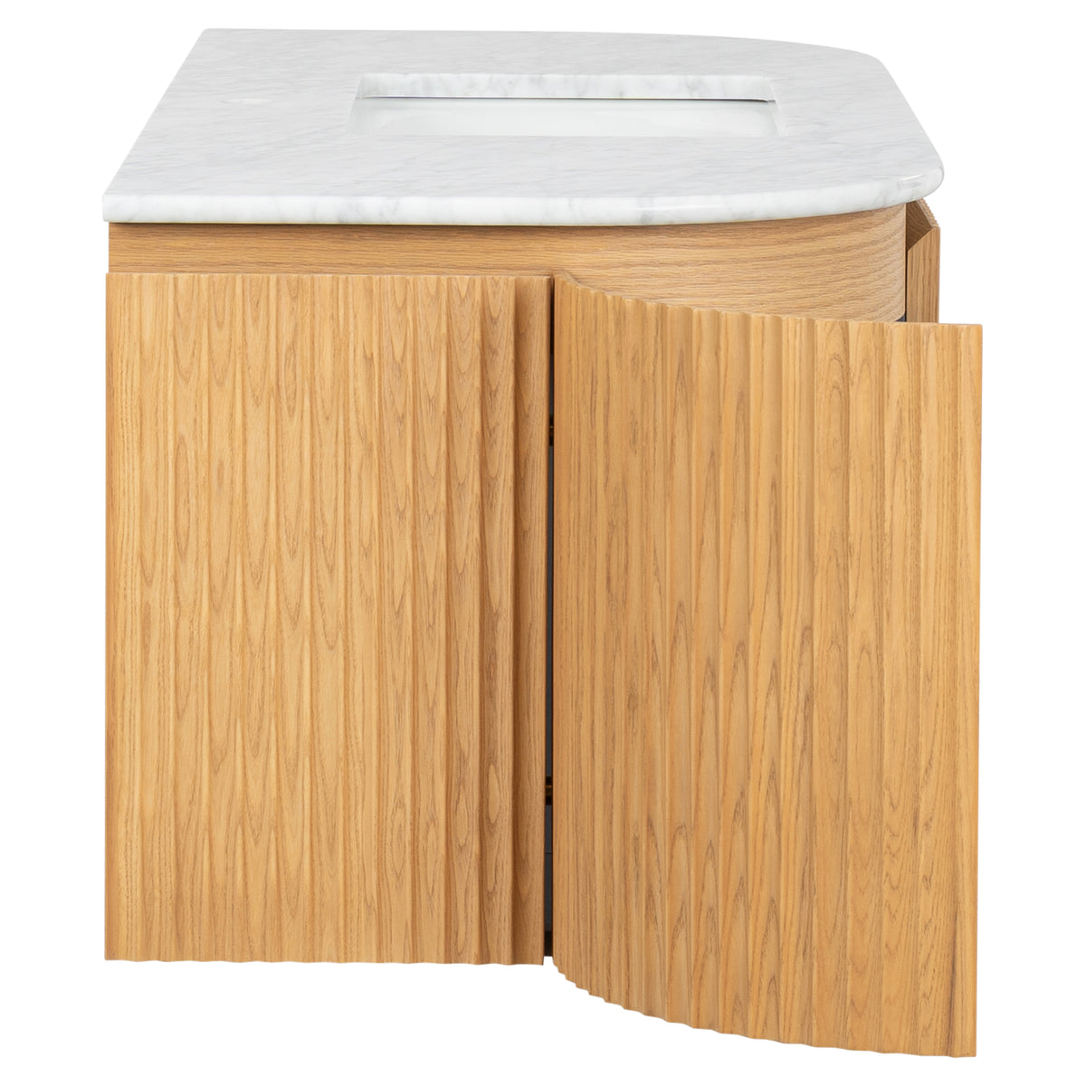 Cadence 1200mm Carrara Marble Top Wall Hung Vanity, White Oak