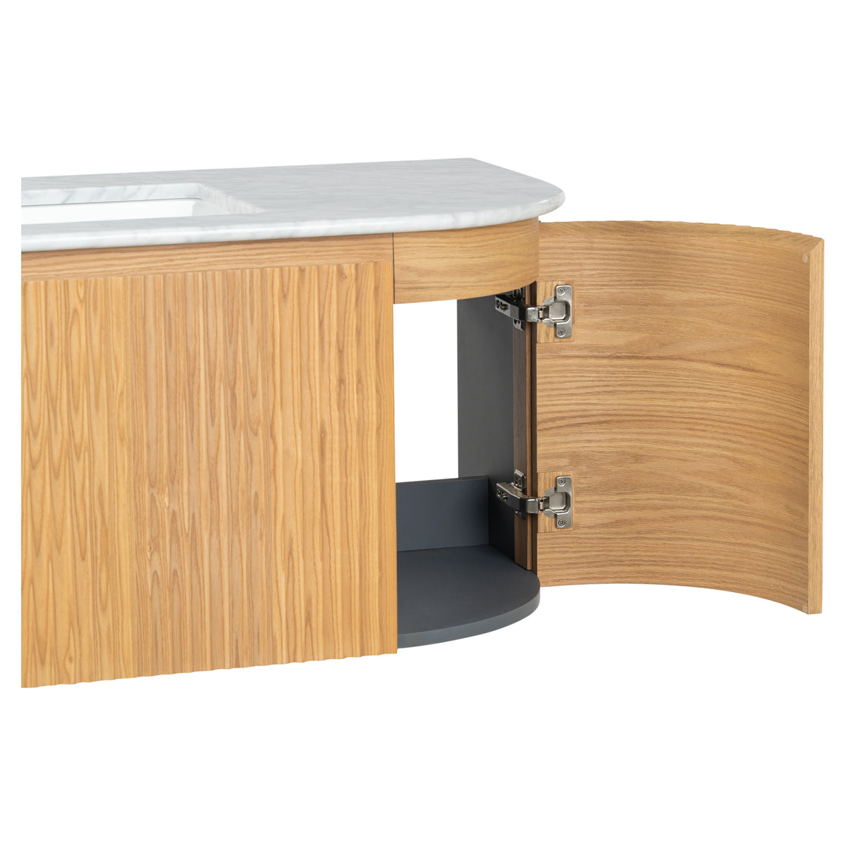 Cadence 1200mm Carrara Marble Top Wall Hung Vanity, White Oak
