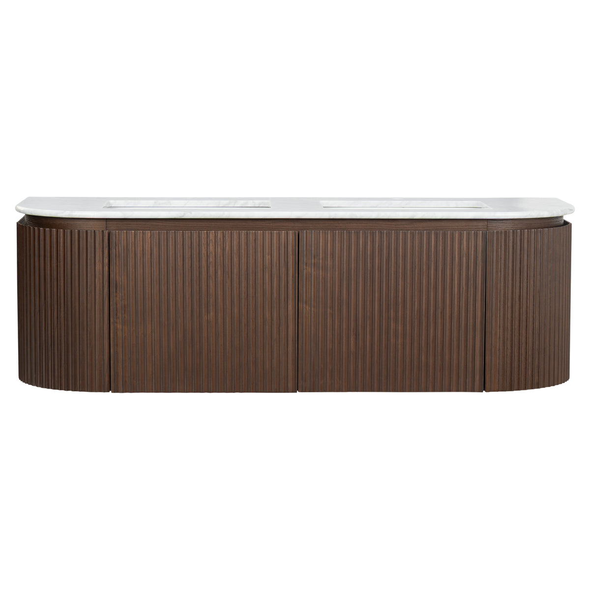 Cadence 1500mm Carrara Marble Top Wall Hung Vanity, Walnut