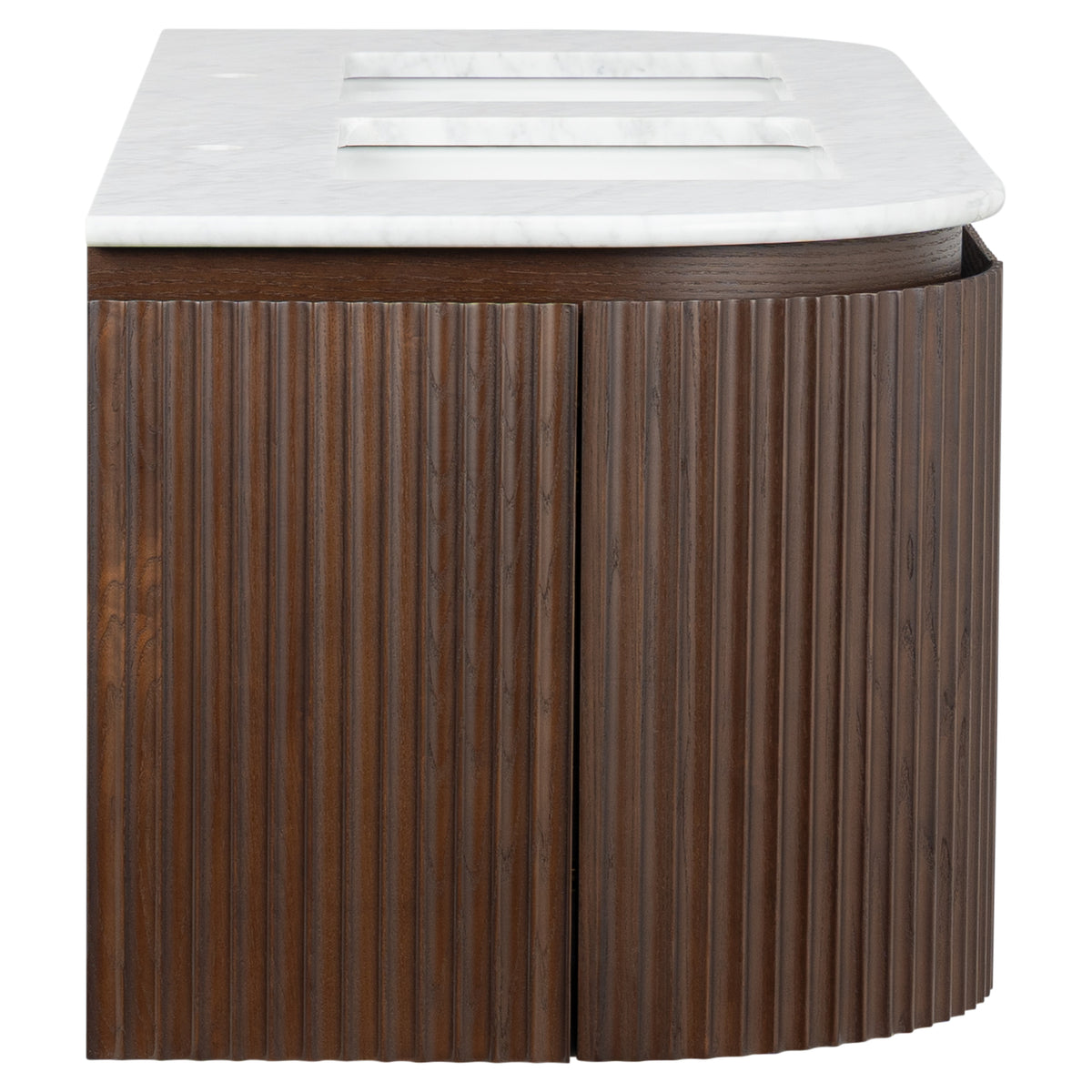 Cadence 1500mm Carrara Marble Top Wall Hung Vanity, Walnut