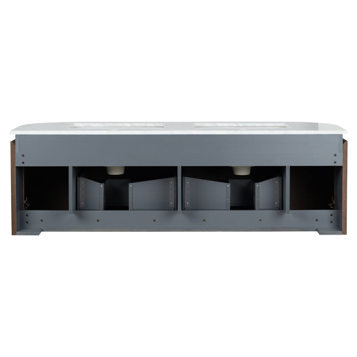 Cadence 1500mm Carrara Marble Top Wall Hung Vanity, Walnut
