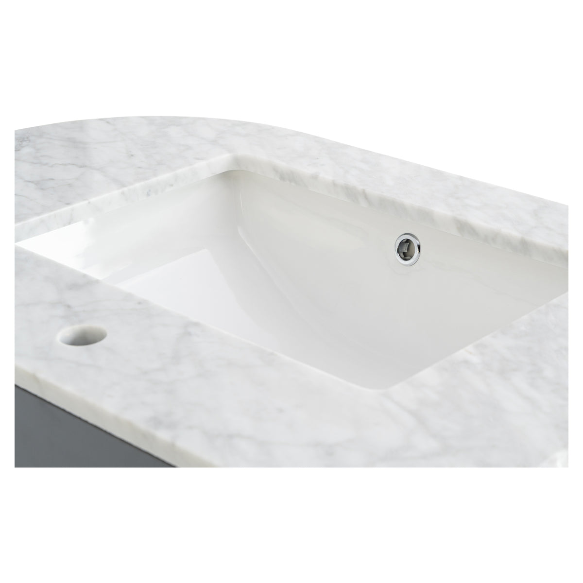 Cadence 1500mm Carrara Marble Top Wall Hung Vanity, Walnut
