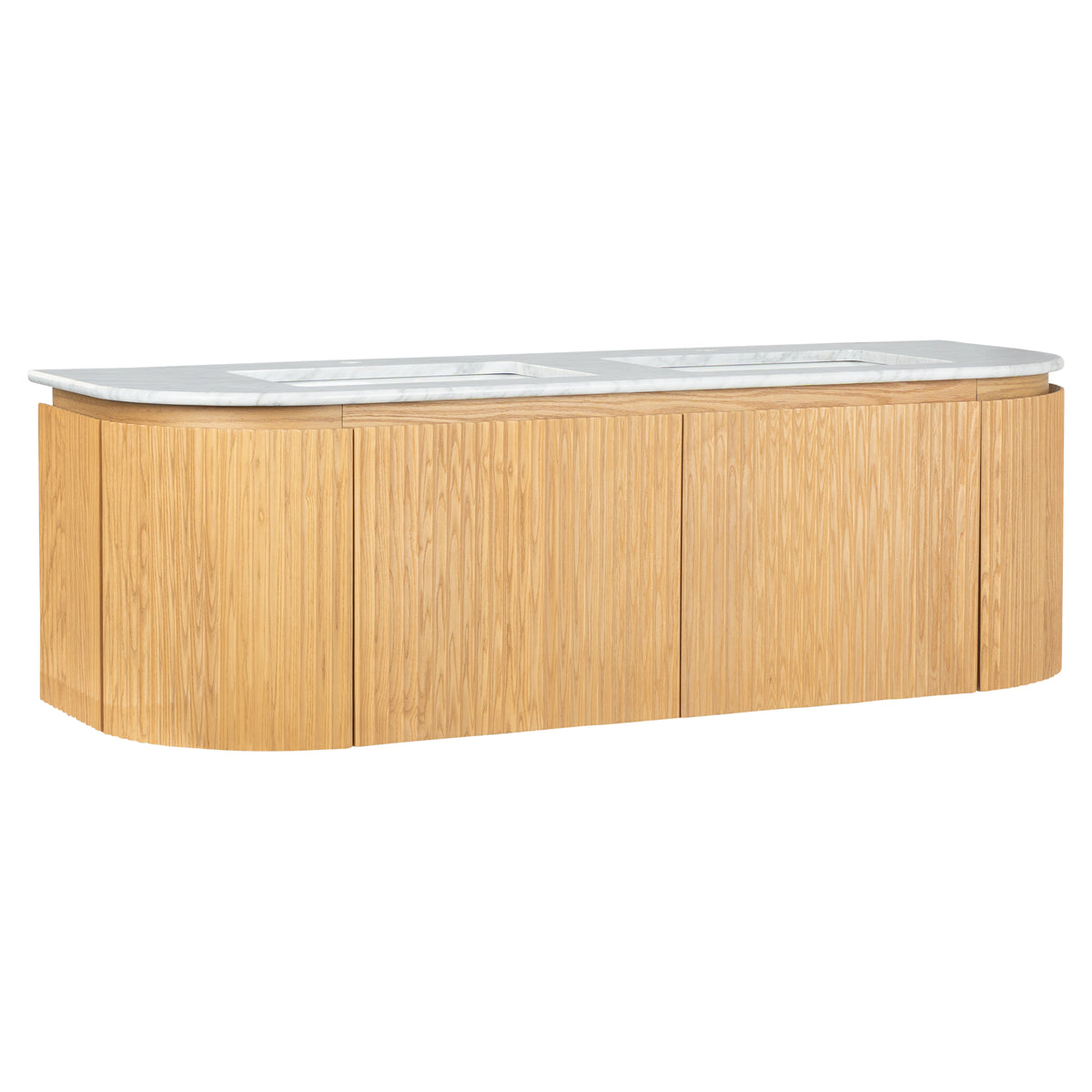 Cadence 1500mm Carrara Marble Top Wall Hung Vanity, White Oak