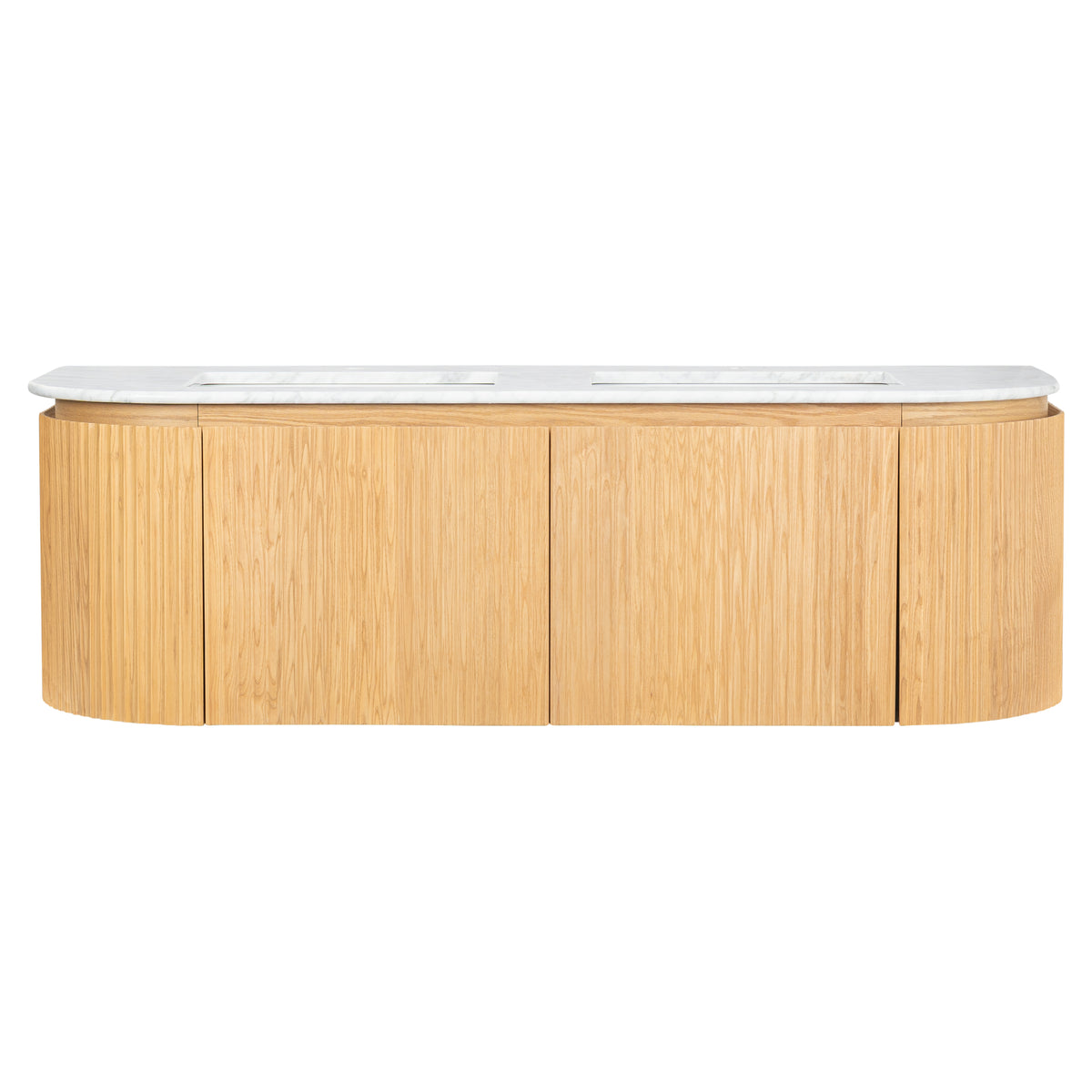 Cadence 1500mm Carrara Marble Top Wall Hung Vanity, White Oak
