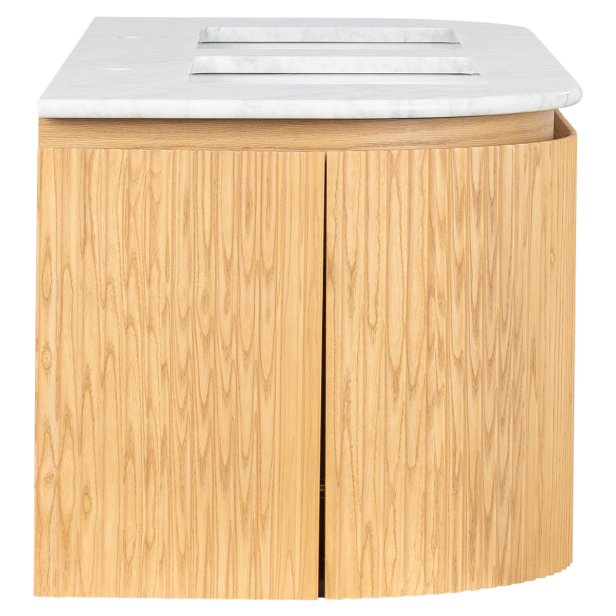 Cadence 1500mm Carrara Marble Top Wall Hung Vanity, White Oak
