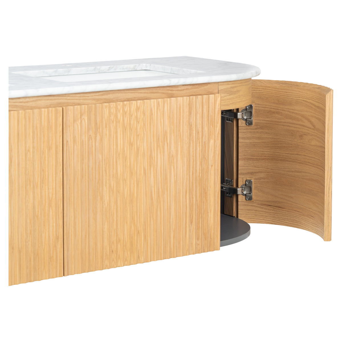 Cadence 1500mm Carrara Marble Top Wall Hung Vanity, White Oak