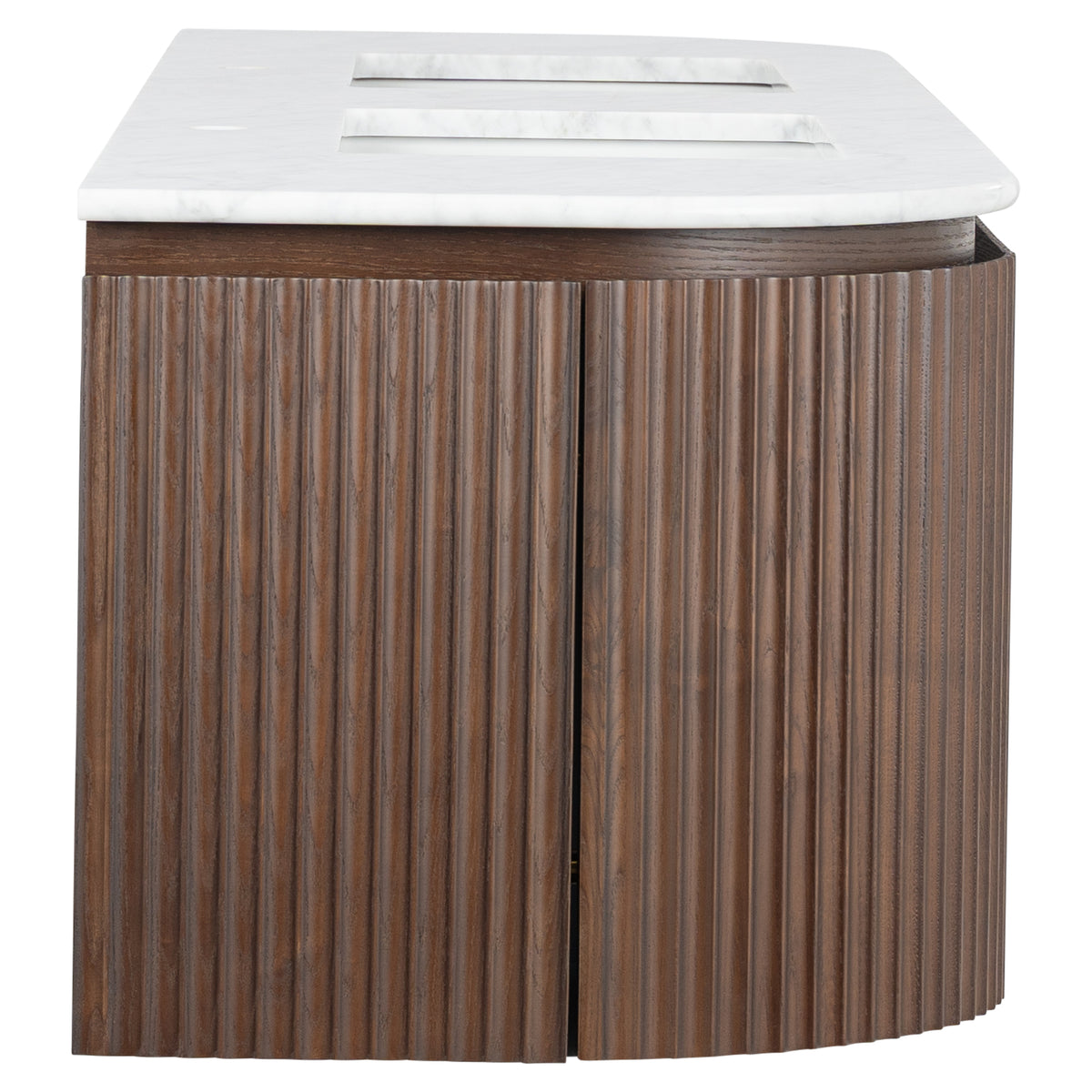 Cadence 1800mm Carrara Marble Top Wall Hung Vanity, Walnut