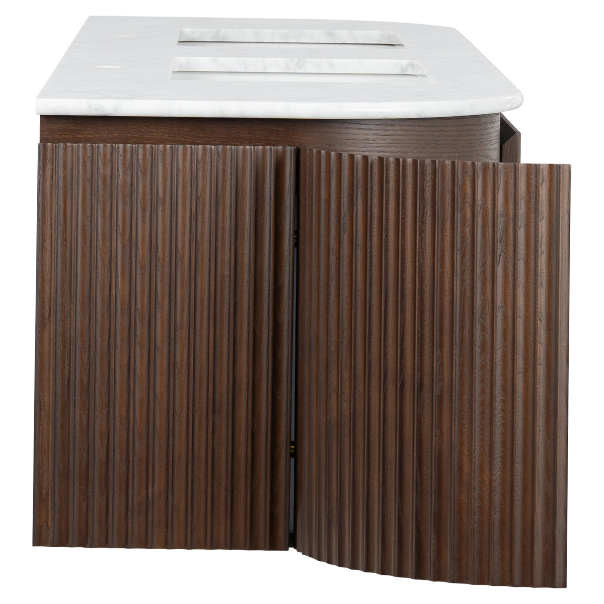 Cadence 1800mm Carrara Marble Top Wall Hung Vanity, Walnut