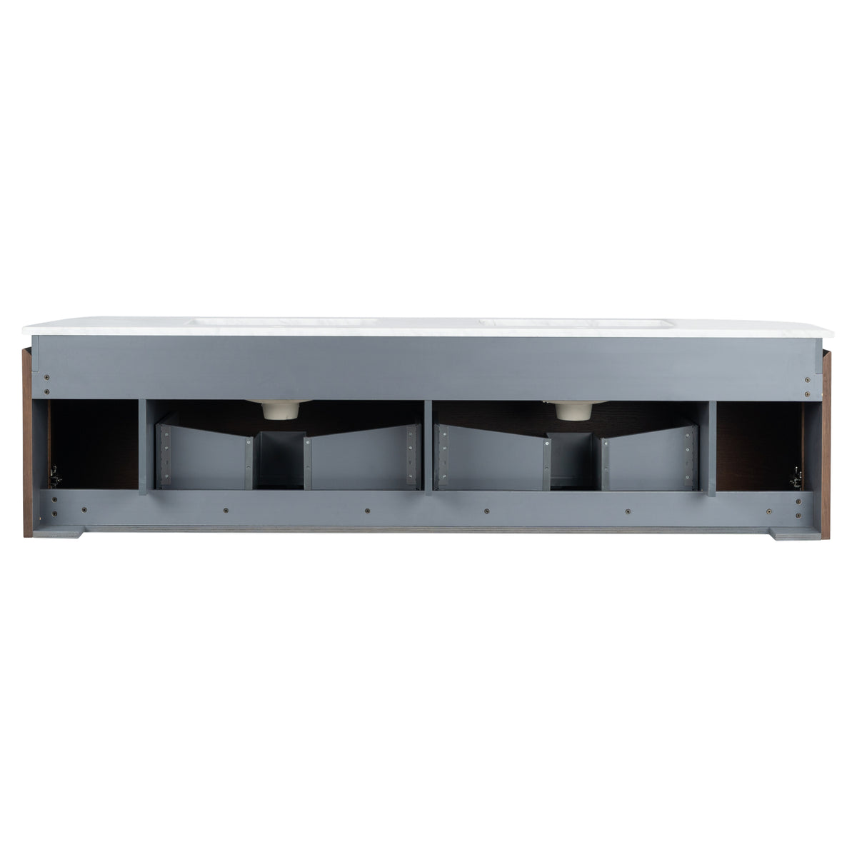 Cadence 1800mm Carrara Marble Top Wall Hung Vanity, Walnut