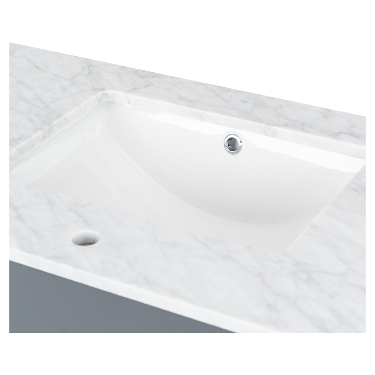Cadence 1800mm Carrara Marble Top Wall Hung Vanity, Walnut