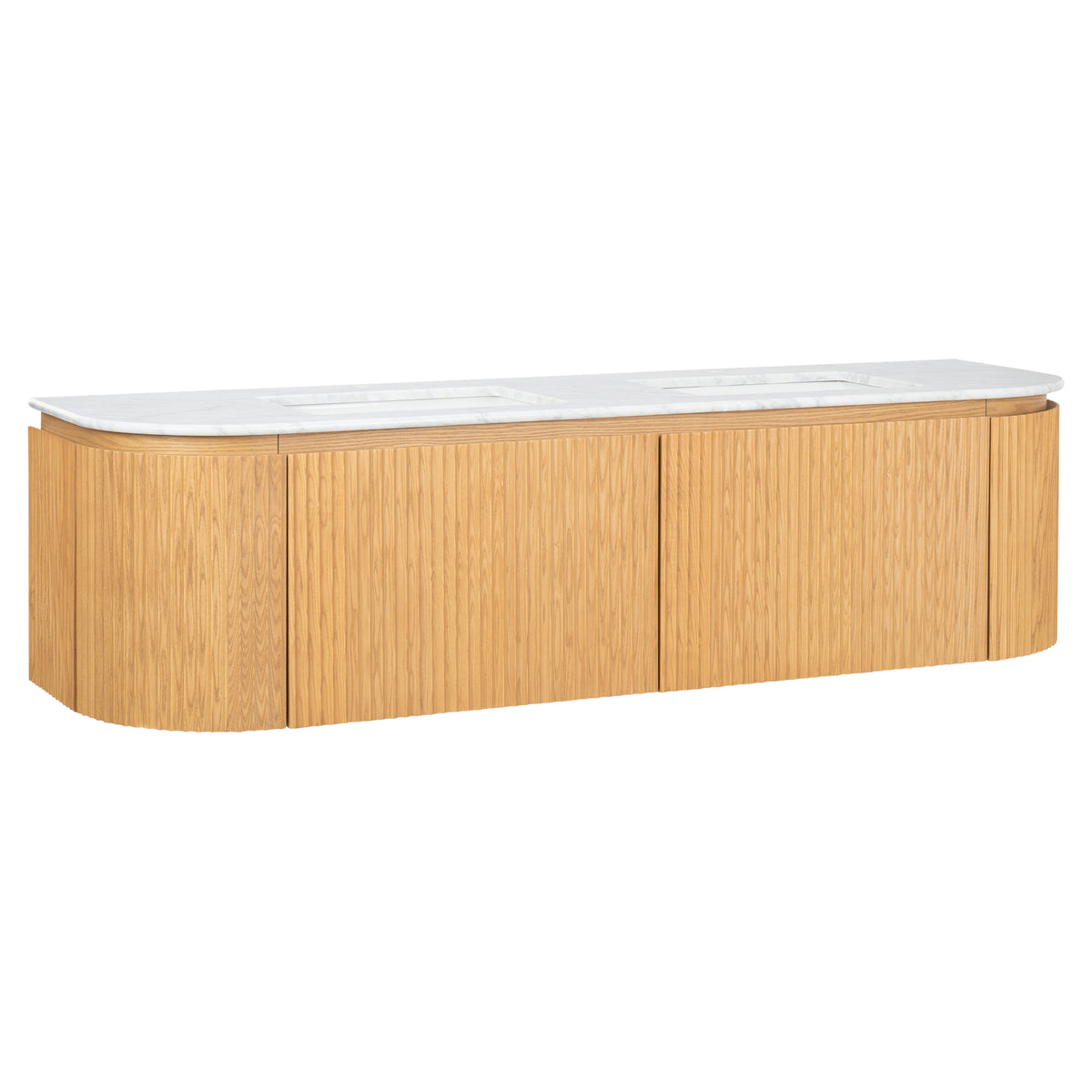 Cadence 1800mm Carrara Marble Top Wall Hung Vanity, White Oak