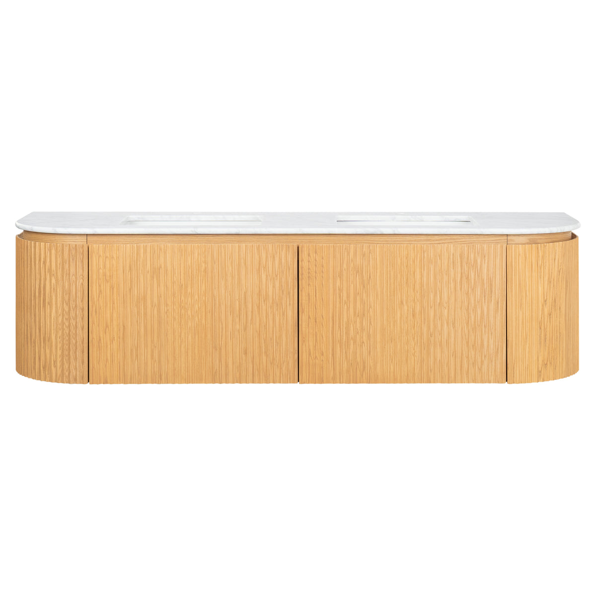 Cadence 1800mm Carrara Marble Top Wall Hung Vanity, White Oak