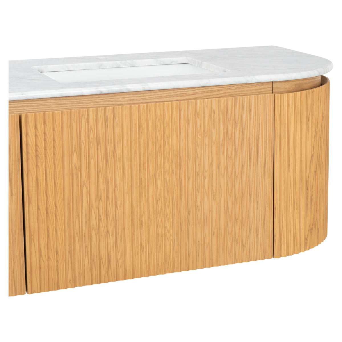 Cadence 1800mm Carrara Marble Top Wall Hung Vanity, White Oak