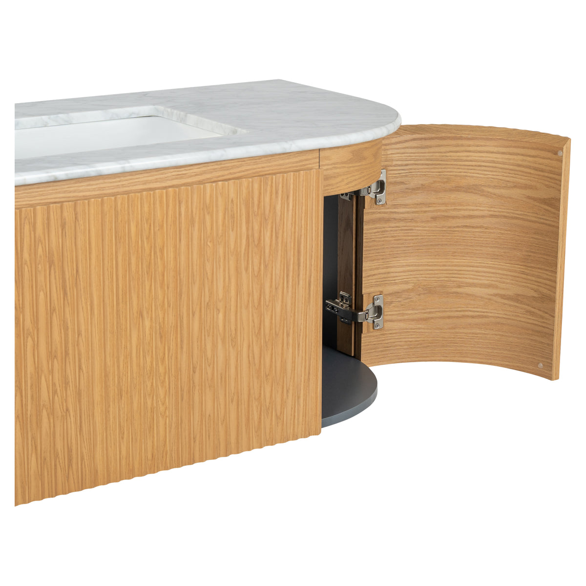 Cadence 1800mm Carrara Marble Top Wall Hung Vanity, White Oak