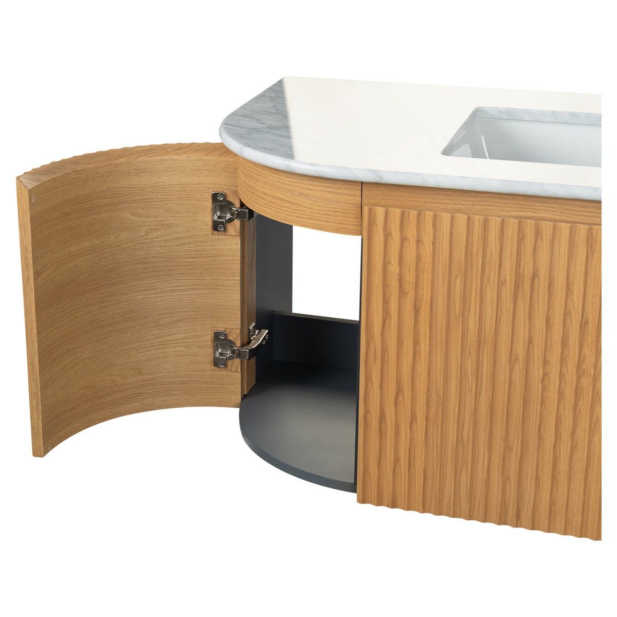 Cadence 1800mm Carrara Marble Top Wall Hung Vanity, White Oak