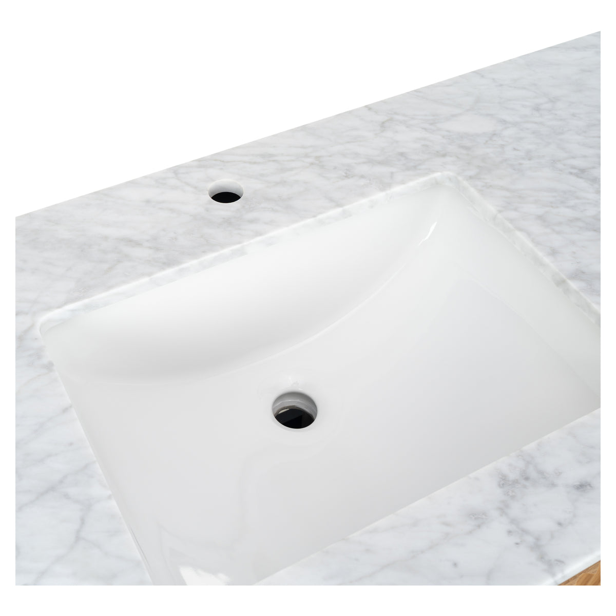 Cadence 1800mm Carrara Marble Top Wall Hung Vanity, White Oak